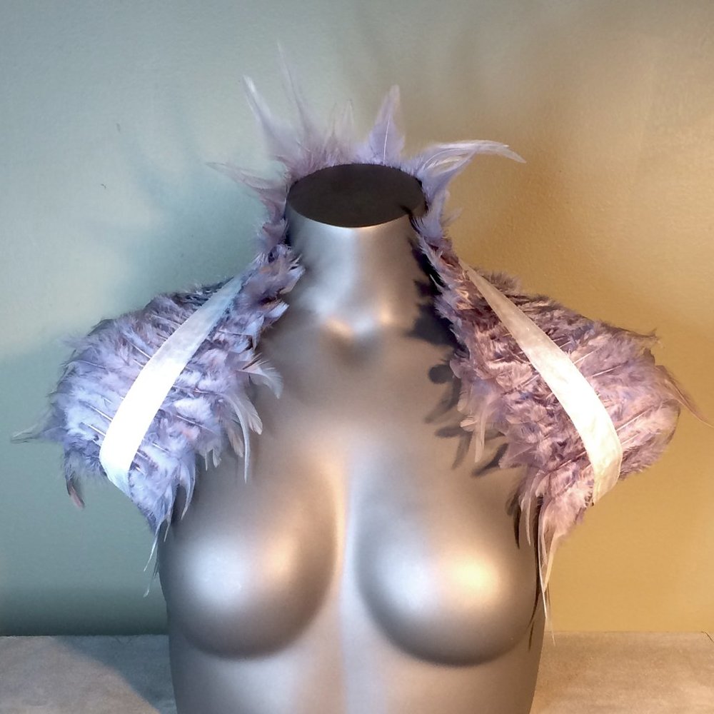 Natural Feather Shoulder Wrap Shrug Lilac Shawl